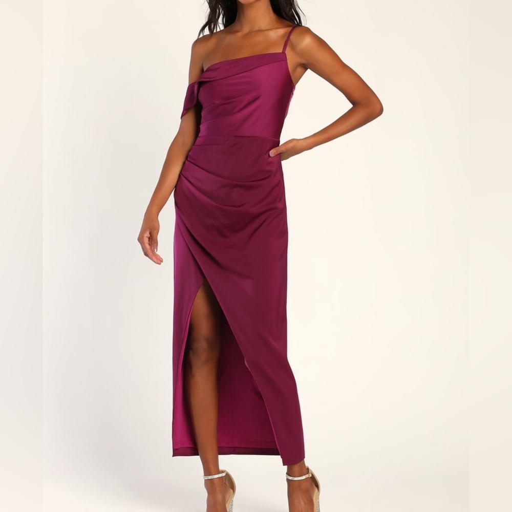 Magenta Asymmetrical Dress with Slit